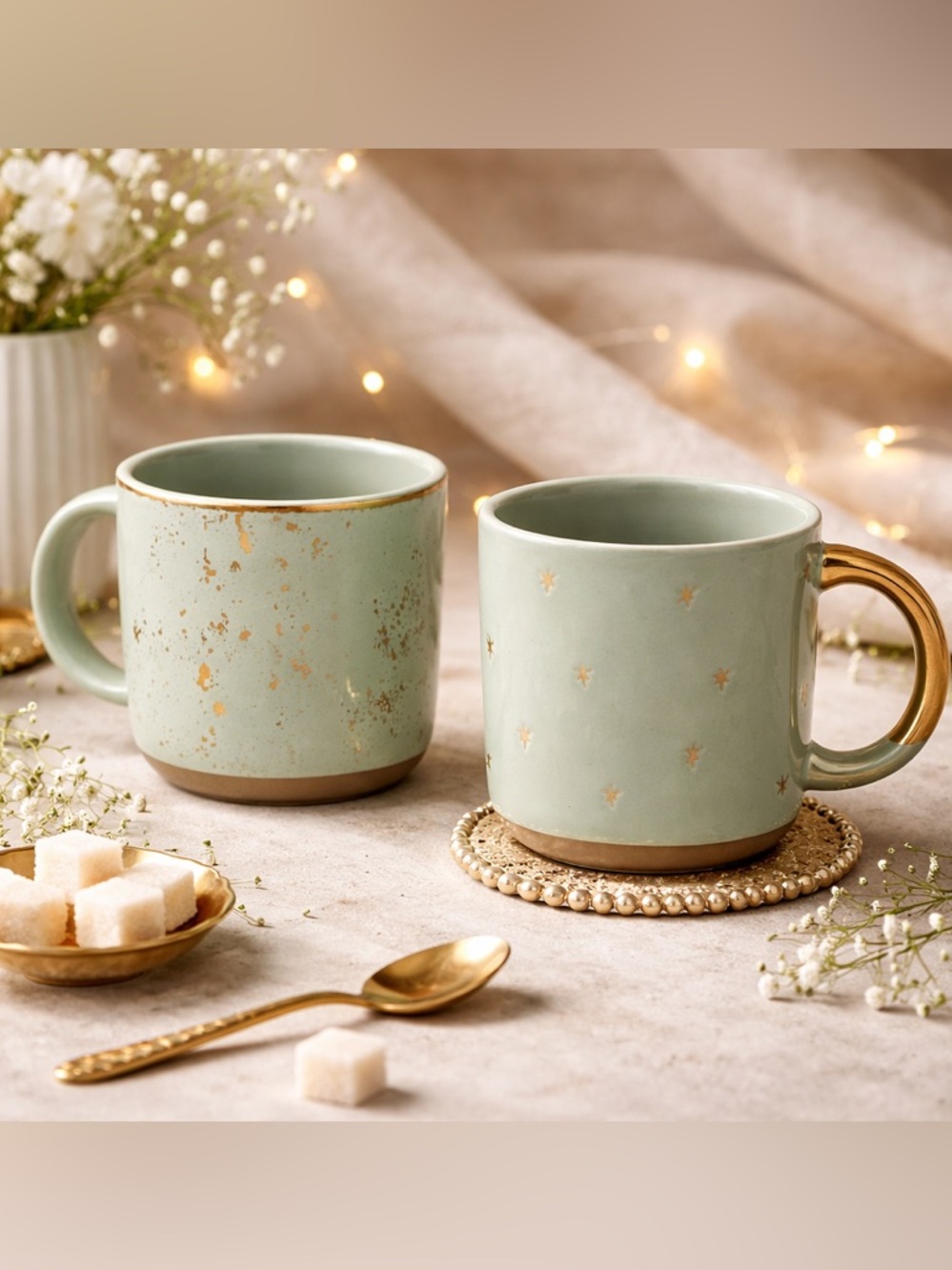 Hearth & Hand Magnolia 2 piece Mug Set Sage Green  NIB